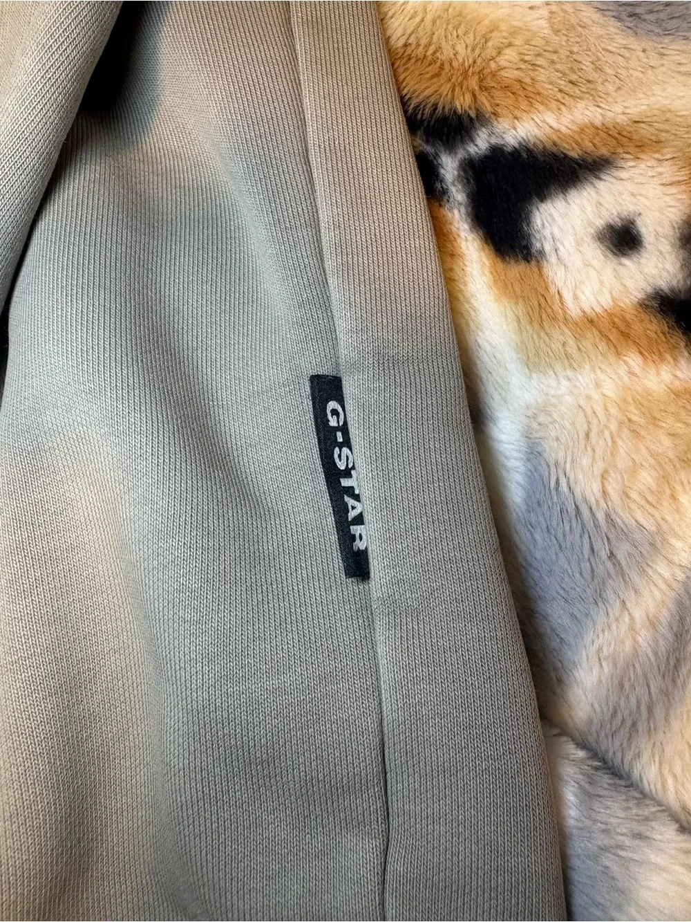 G-Star Men's Taupe Crewneck Sweatshirt with Black Logo